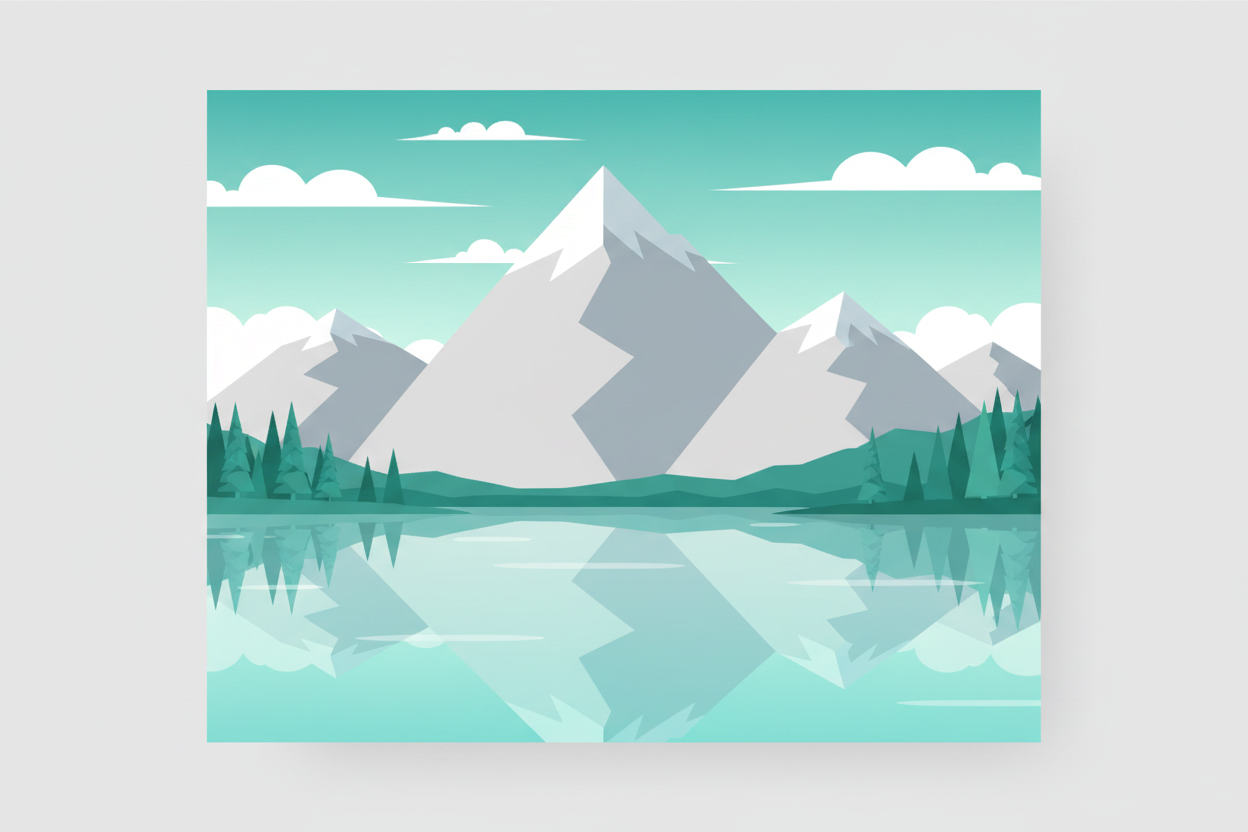 Mountain Lake Landscape Illustration